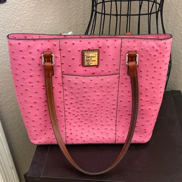 Dooney & Bourke Pink Ostrich-Embossed Tote - Picture 1 of 5